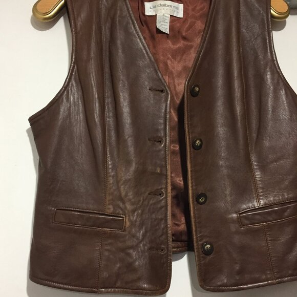 VINTAGE LIZ CLAIBORNE COLLECTION LEATHER VESTS SIZE 6 - Picture 4 of 7